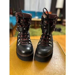 Women's Zara Boots Size 10.5 Black/ Burgundy